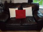 2x 2 Seater Sofas - Dark Brown Leather - Like New